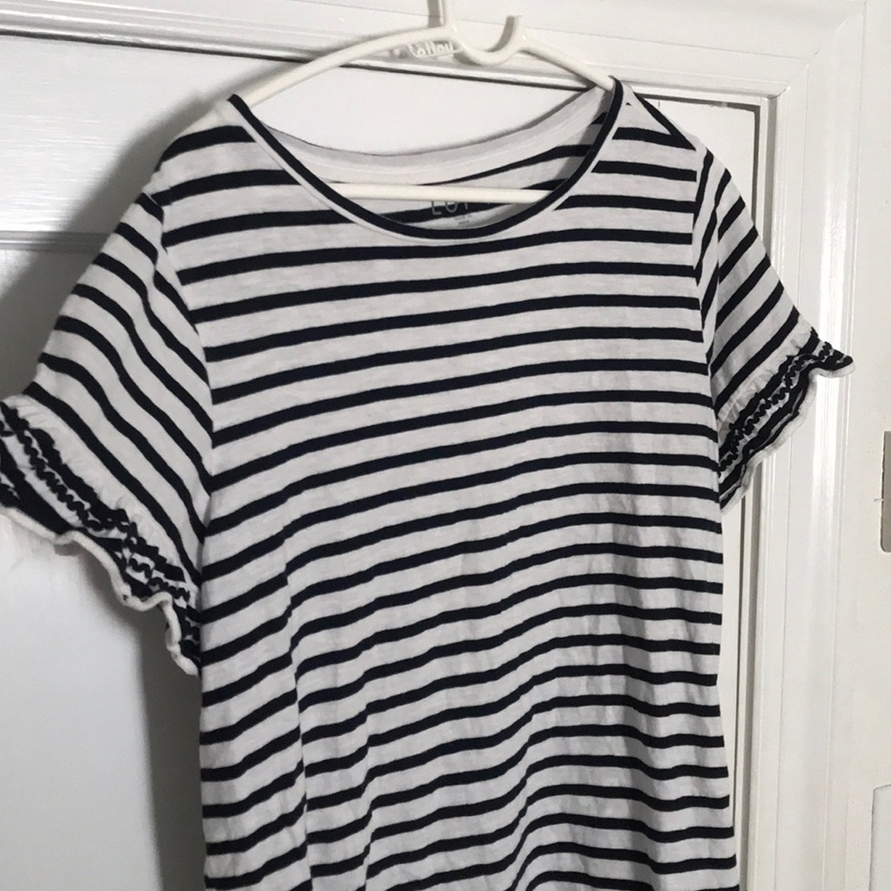 LOFT Striped Ruffle T Shirt